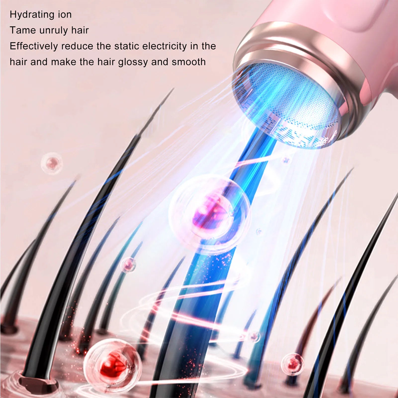 Portable Hair Dryer USB Charging Ergonomic Grip Hot and Cold Air Hair Dryer 200W Fast Drying Lightweight with Nozzle for Travel