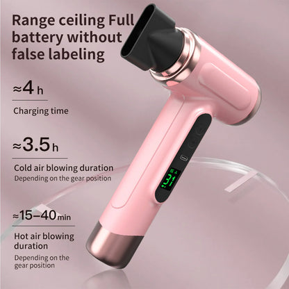 Portable Hair Dryer USB Charging Ergonomic Grip Hot and Cold Air Hair Dryer 200W Fast Drying Lightweight with Nozzle for Travel